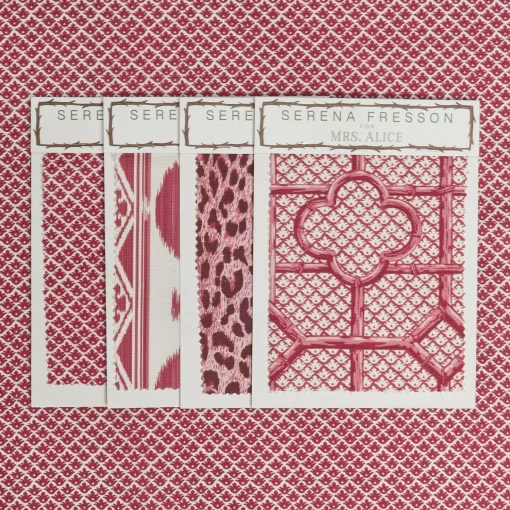 Mrs. Alice Raspberry Pink Lotus Flower Fabric< Serena Fresson Fabrics
