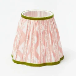 Mrs. Alice Rattan Bardot Rechargeable Lamp with Pink & Green Ikat Shade (18cm)< Rechargeable Table Lamps