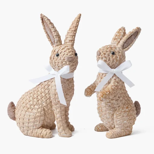 Mrs. Alice Rattan Rabbit (Pair)< Spring Decorations