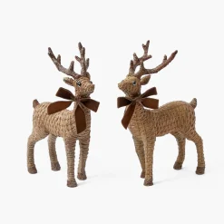 Mrs. Alice Rattan Reindeer (Pair) - 30cm< Christmas Decorations
