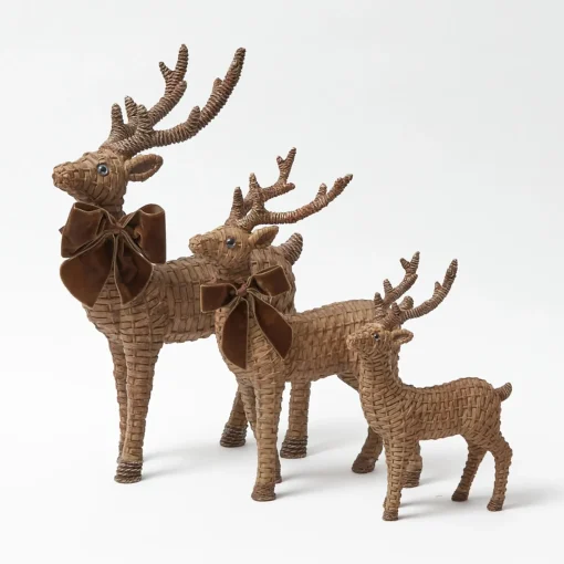 Mrs. Alice Rattan Reindeer (Pair) - 30cm< Christmas Decorations