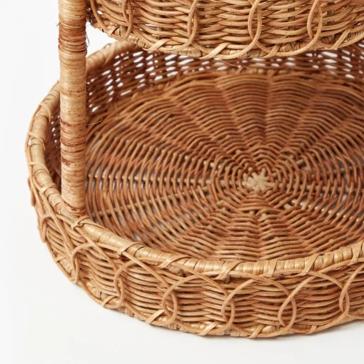 Mrs. Alice Rattan Two Tiered Stand< For The Hostess | For The Rattan Lover