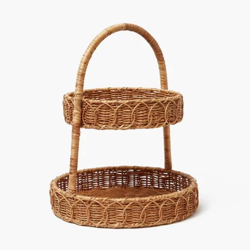 Mrs. Alice Rattan Two Tiered Stand< For The Hostess | For The Rattan Lover