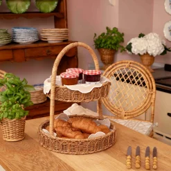 Mrs. Alice Rattan Two Tiered Stand< For The Hostess | For The Rattan Lover