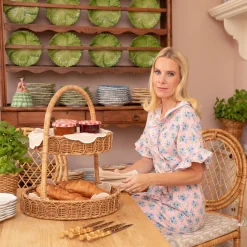 Mrs. Alice Rattan Two Tiered Stand< For The Hostess | For The Rattan Lover
