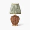 Mrs. Alice Rattan Ursula Rechargeable Lamp with Olive Lotus Shade (18cm)< Rechargeable Table Lamps | Summer Lighting