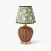 Mrs. Alice Rattan Ursula Rechargeable Lamp with Olive Ikat Shade (18cm)< Rechargeable Table Lamps