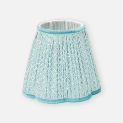 Mrs. Alice Rattan Ursula Rechargeable Lamp with Soft Blue Lotus Shade (18cm)< Rechargeable Table Lamps