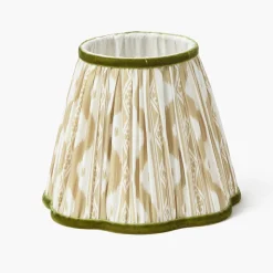 Mrs. Alice Rattan Ursula Rechargeable Lamp with Putty & Green Ikat Shade (18cm)< Rechargeable Table Lamps | Summer Lighting