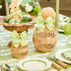 Mrs. Alice Rattan Woven Egg Family with Loops< Spring Decorations