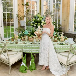 Mrs. Alice Rattan Woven Egg Family with Green Bows< Spring Decorations