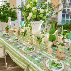 Mrs. Alice Rattan Woven Egg Family with Green Bows< Spring Decorations