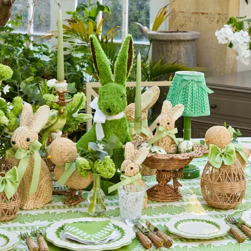 Mrs. Alice Rattan Woven Egg Family with Loops< Spring Decorations