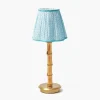 Mrs. Alice Rechargeable Bamboo Lamp with Soft Blue Lotus Shade (18cm)< Rechargeable Table Lamps