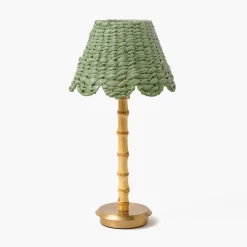 Mrs. Alice Rechargeable Bamboo Lamp with Green Seagrass Shade< Rechargeable Table Lamps