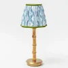 Mrs. Alice Rechargeable Bamboo Lamp with Blue & Green Ikat Shade (18cm)< Rechargeable Table Lamps