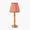 Mrs. Alice Rechargeable Bamboo Lamp with Orange Lotus Shade (18cm)< Rechargeable Table Lamps