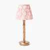 Mrs. Alice Rechargeable Bamboo Lamp & Pink Ikat Shade (18cm)< Rechargeable Table Lamps