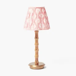 Mrs. Alice Rechargeable Bamboo Lamp & Pink Ikat Shade (18cm)< Rechargeable Table Lamps