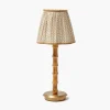 Mrs. Alice Rechargeable Bamboo Lamp with Putty Lotus Shade (18cm)< Rechargeable Table Lamps