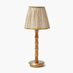 Mrs. Alice Rechargeable Bamboo Lamp with Putty Lotus Shade (18cm)< Rechargeable Table Lamps