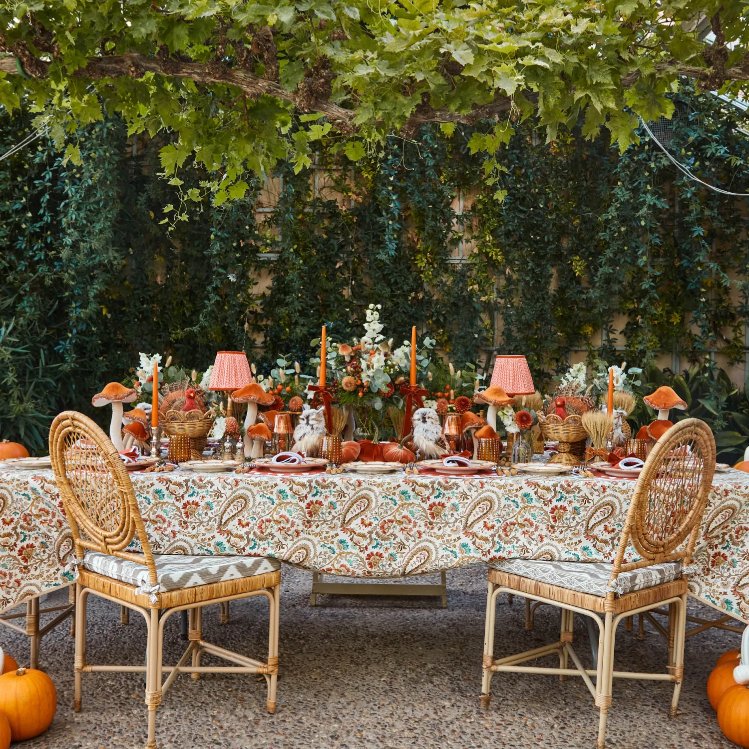 Mrs. Alice Rechargeable Bamboo Lamp with Orange Lotus Shade (18cm)< Rechargeable Table Lamps