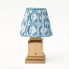 Mrs. Alice Rechargeable Lamp with Blue Ikat Shade (18cm)< Rechargeable Table Lamps