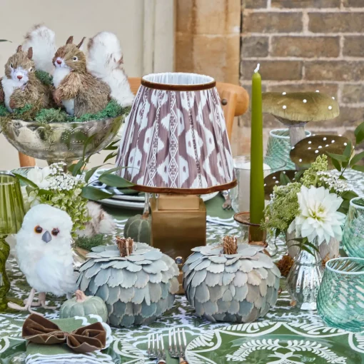 Mrs. Alice Rechargeable Lamp with Chocolate Ikat Shade (18cm)< Rechargeable Table Lamps | For Her