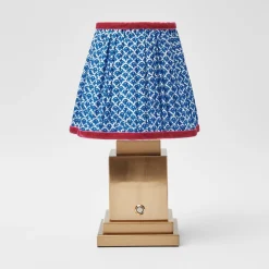 Mrs. Alice Rechargeable Lamp with Cobalt & Red Lotus Shade (18cm)< Rechargeable Table Lamps