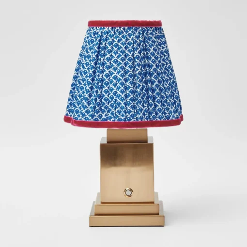 Mrs. Alice Rechargeable Lamp with Cobalt & Red Lotus Shade (18cm)< Rechargeable Table Lamps