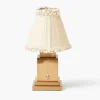 Mrs. Alice Rechargeable Lamp with Cream Frilled Silk Shade (18cm)< Rechargeable Table Lamps