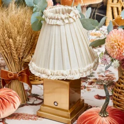 Mrs. Alice Rechargeable Lamp with Cream Frilled Silk Shade (18cm)< Rechargeable Table Lamps