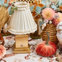 Mrs. Alice Rechargeable Lamp with Cream Frilled Silk Shade (18cm)< Rechargeable Table Lamps