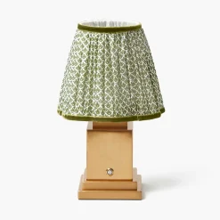 Mrs. Alice Rechargeable Lamp with Olive Lotus Shade (18cm)< Rechargeable Table Lamps