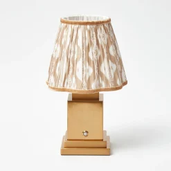 Mrs. Alice Rechargeable Lamp with Putty Ikat Shade (18cm)< Rechargeable Table Lamps