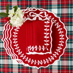 Mrs. Alice Red Bow Laurel Napkins (Set of 4)< Napkins