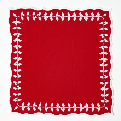 Mrs. Alice Red Bow Laurel Napkins (Set of 4)< Napkins