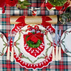 Mrs. Alice Red Bow Laurel Placemats & Napkins (Set of 4)< Table Linen Sets