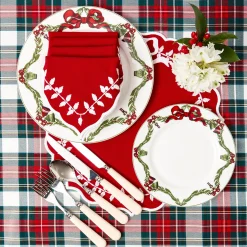 Mrs. Alice Red Bow Laurel Placemats & Napkins (Set of 4)< Table Linen Sets