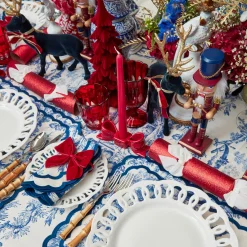 Mrs. Alice Red Ceramic Bow Candleholder (Pair)< Candle Holders