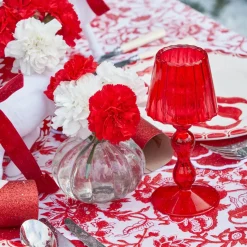 Mrs. Alice Red Glass Lantern Tea Light Holder Set< Candle Holders | Tea Light Lanterns
