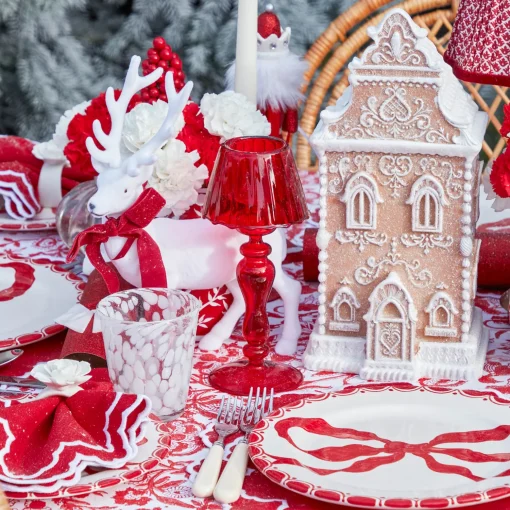 Mrs. Alice Red Glass Lantern Tea Light Holder Set< Candle Holders | Tea Light Lanterns