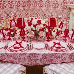Mrs. Alice Red Glass Lantern Tea Light Holder Set< Candle Holders | Tea Light Lanterns