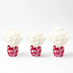 Mrs. Alice Red Hand Painted Tole Bud Vases (Set of 3)< Vases | Vases & Planters