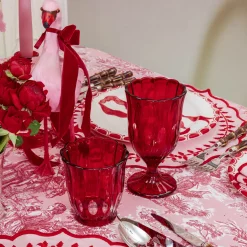 Mrs. Alice Red Scalloped Glassware (Set of 12)< Glasses | Glassware Sets