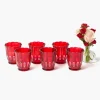Mrs. Alice Red Scalloped Water Glasses (Set of 6)< Glasses