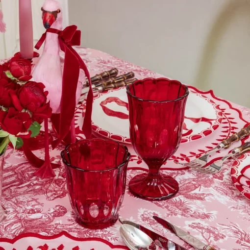 Mrs. Alice Red Scalloped Wine Glasses (Set of 6)< Glasses