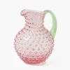 Mrs. Alice Rose Hobnail Jug with Emerald Handle< Jugs | For The Hostess