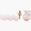 Mrs. Alice Rose Hobnail Jug with Emerald Handle & Glasses (Set of 6)< Glassware Sets