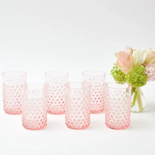 Mrs. Alice Rose Hobnail Jug with Emerald Handle & Glasses (Set of 6)< Glassware Sets